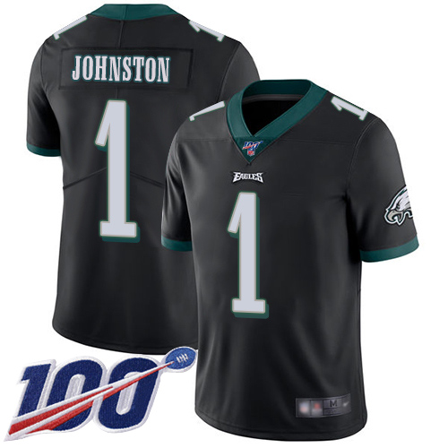 Men Philadelphia Eagles #1 Cameron Johnston Black Alternate Vapor Untouchable NFL Jersey Limited Player 100th